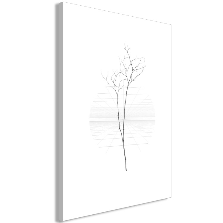 Canvas Art Print Tree twig - a minimalist composition with a black twig of trees without leaves on a white background 129740 additionalImage 2
