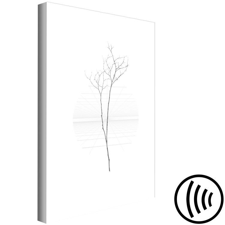 Canvas Art Print Tree twig - a minimalist composition with a black twig of trees without leaves on a white background 129740 additionalImage 6
