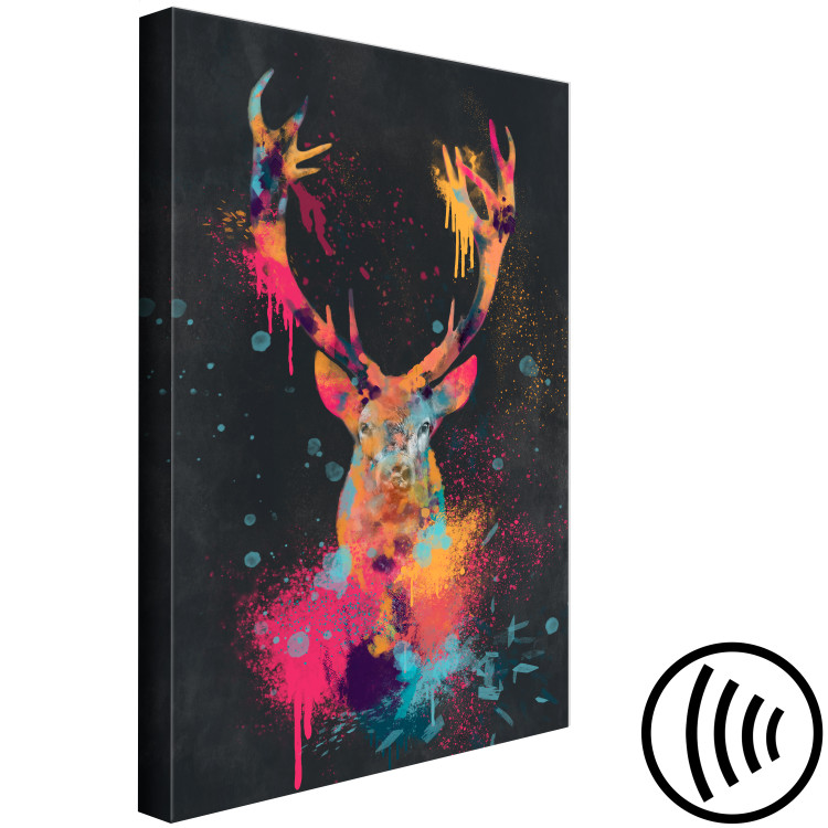 Canvas Striking Stag (1-piece) Vertical - colorful abstract deer 130440 additionalImage 6