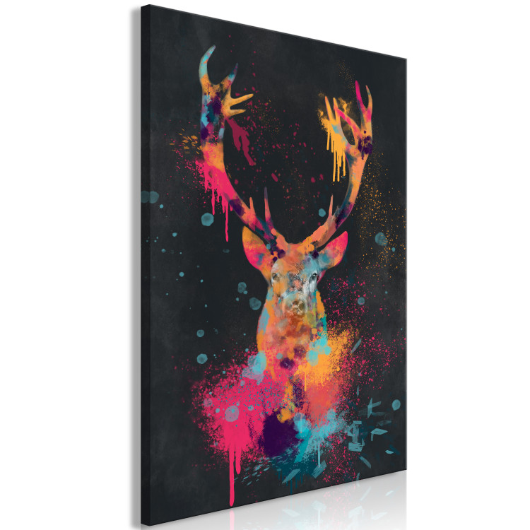 Canvas Striking Stag (1-piece) Vertical - colorful abstract deer 130440 additionalImage 2