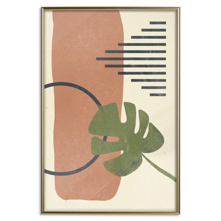 Poster Nature's Geometry - green leaf among figures in an abstract motif 131840 additionalImage 21