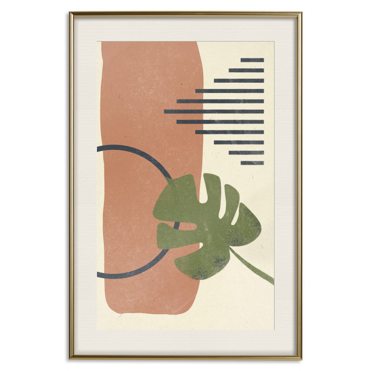 Poster Nature's Geometry - green leaf among figures in an abstract motif 131840 additionalImage 20