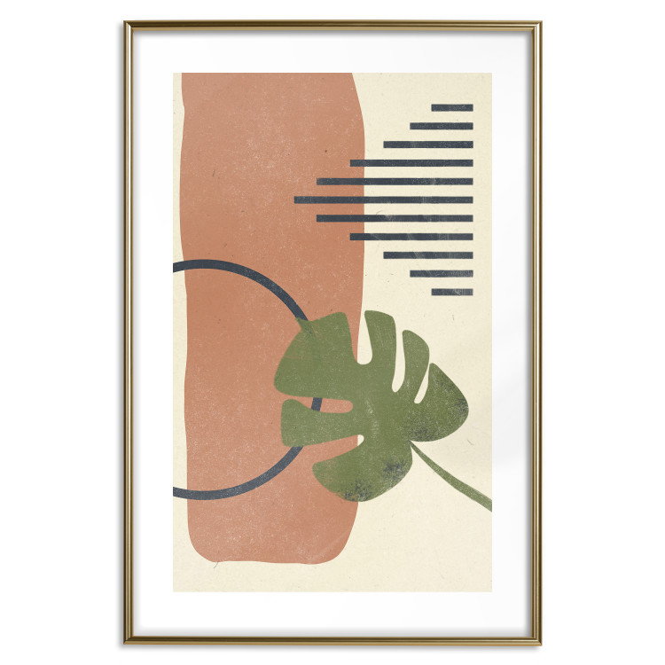 Poster Nature's Geometry - green leaf among figures in an abstract motif 131840 additionalImage 16