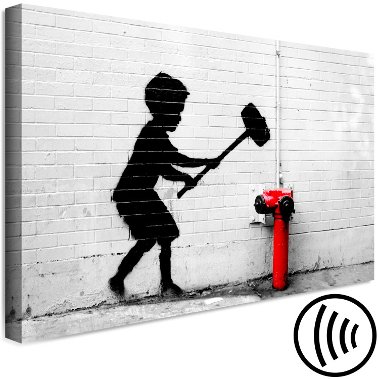 Canvas Destroy Hydrant (1-piece) Wide - street art of a child on brick 132440 additionalImage 6