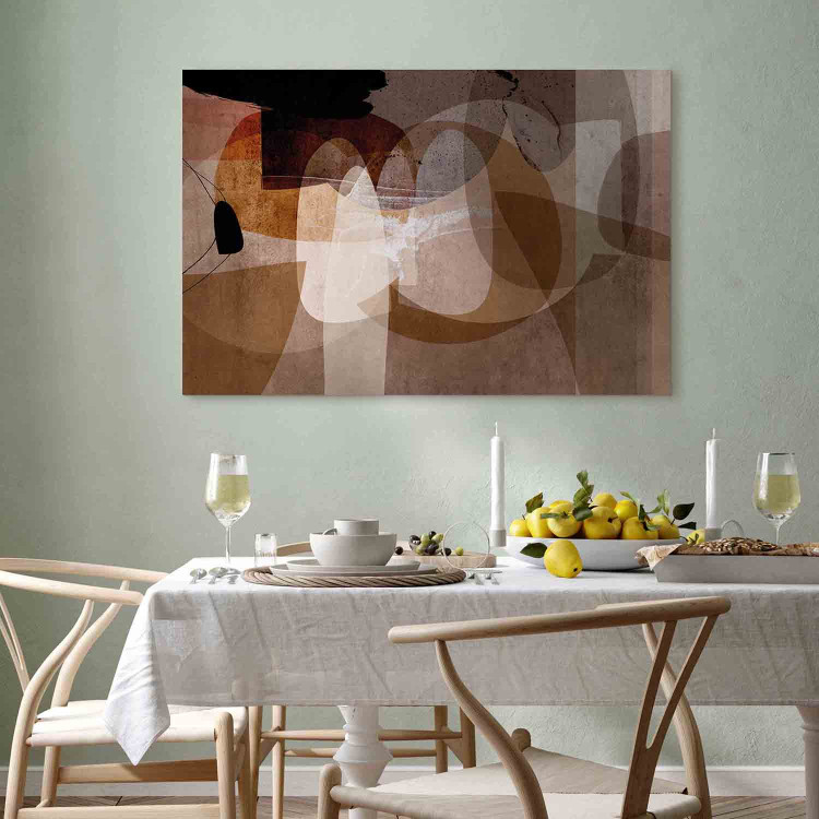 Canvas Print Amber and beige - Abstraction of oval shapes in warm colors 135040 additionalImage 11