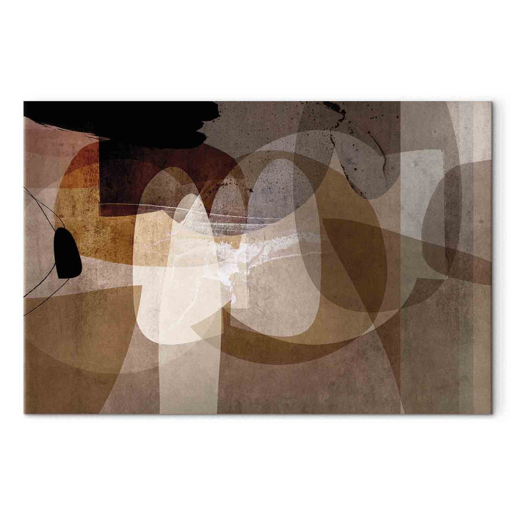 Canvas Print Amber and beige - Abstraction of oval shapes in warm colors 135040