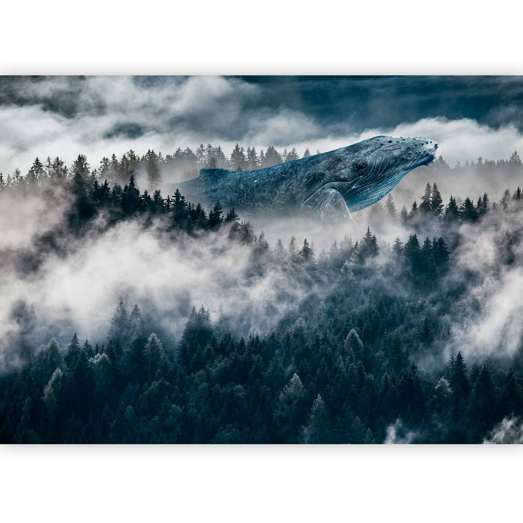 Wall Mural Misty landscape - abstract with whale in misty forest with clouds 135140 additionalImage 1