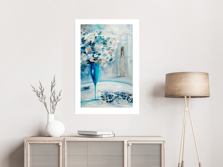 Poster Bouquet of Hope - flowers in a vase and a woman in a blue composition 136040 additionalImage 13