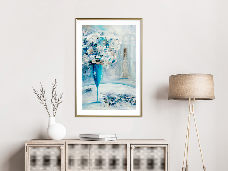 Poster Bouquet of Hope - flowers in a vase and a woman in a blue composition 136040 additionalImage 6
