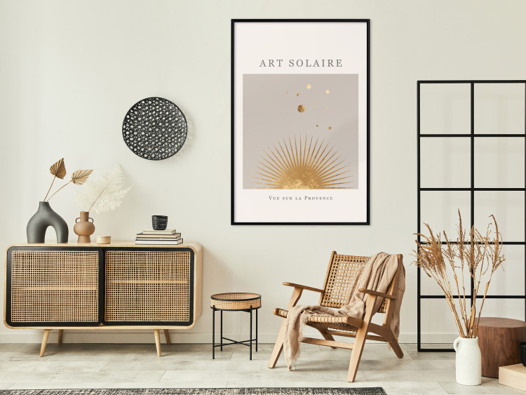 Poster Sunny Art - golden sun and dark text in scandi boho style 136540 additionalImage 4