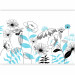 Wall Mural Drawn flowers - plant motif with blue patterns on white background 138340 additionalThumb 1
