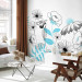 Wall Mural Drawn flowers - plant motif with blue patterns on white background 138340