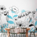 Wall Mural Drawn flowers - plant motif with blue patterns on white background 138340 additionalThumb 4