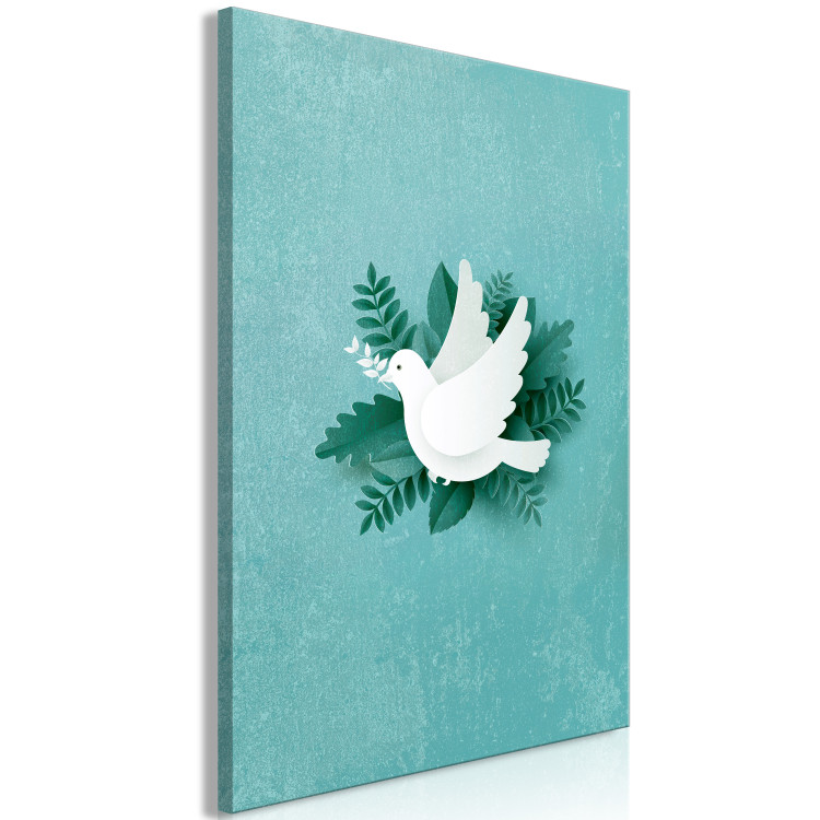Canvas Print Peace Dove (1-piece) Vertical - white bird and green plants 142440 additionalImage 2