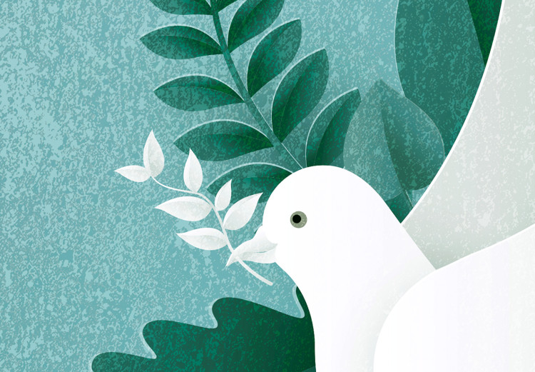 Canvas Print Peace Dove (1-piece) Vertical - white bird and green plants 142440 additionalImage 4