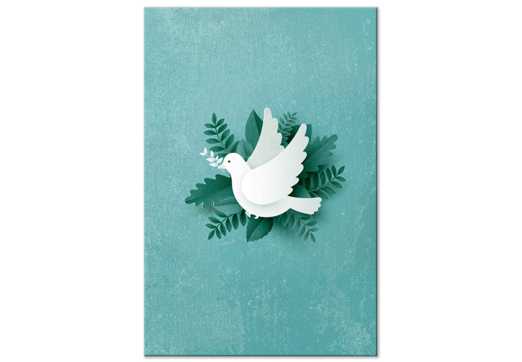 Canvas Print Peace Dove (1-piece) Vertical - white bird and green plants 142440