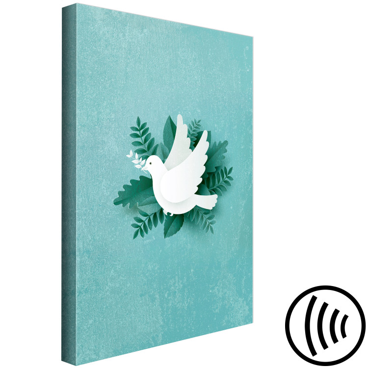 Canvas Print Peace Dove (1-piece) Vertical - white bird and green plants 142440 additionalImage 6