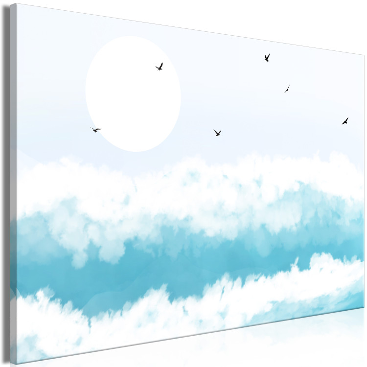 Canvas Print Sea Waves (1-piece) - sea and seagulls against a blue sky background 144740 additionalImage 2