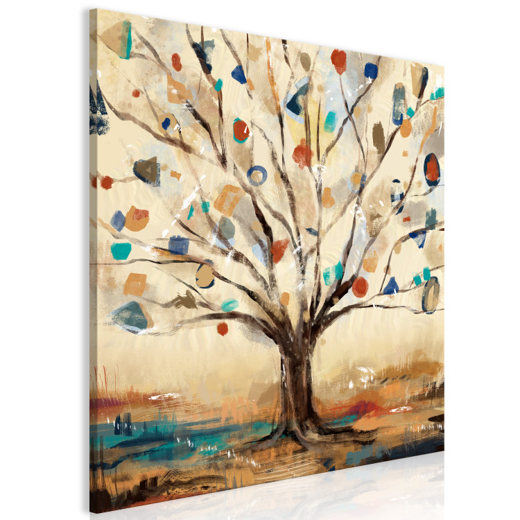 Canvas Art Print Abstract Tree (1-piece) - painted with warm nature colors 145140 additionalImage 2