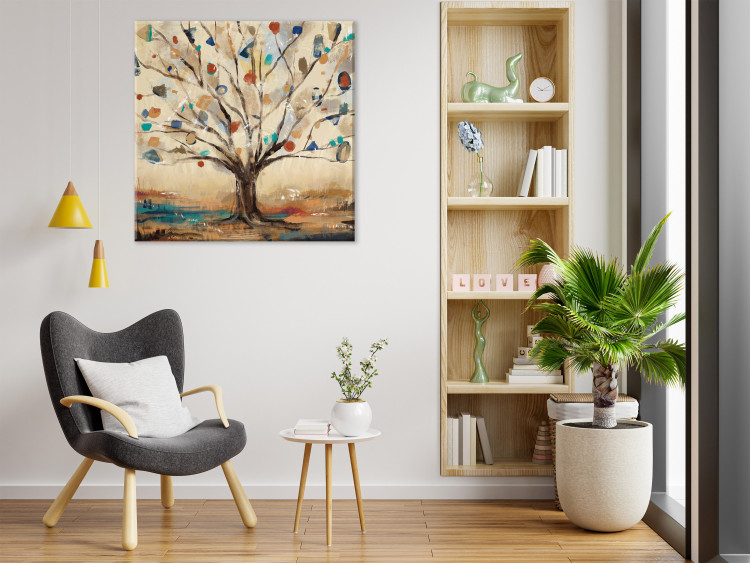 Canvas Art Print Abstract Tree (1-piece) - painted with warm nature colors 145140 additionalImage 3