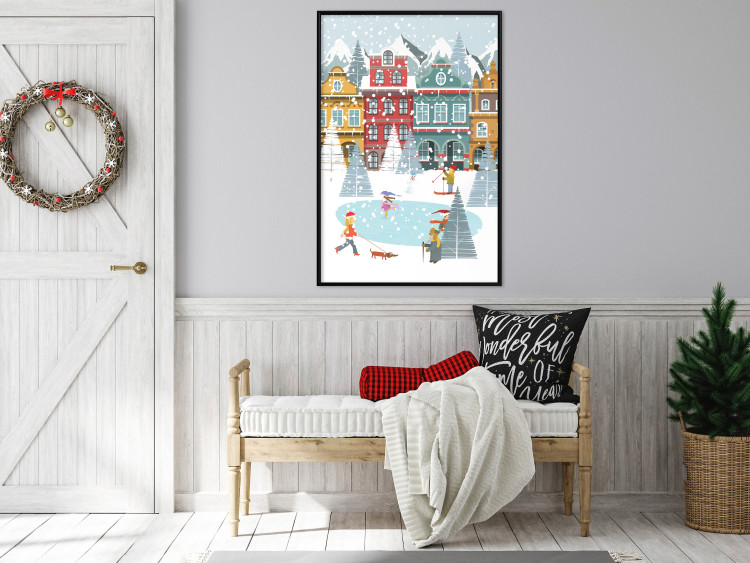 Poster Winter Town - Tenement Houses and an Ice Rink in a Festive Atmosphere 148040 additionalImage 11