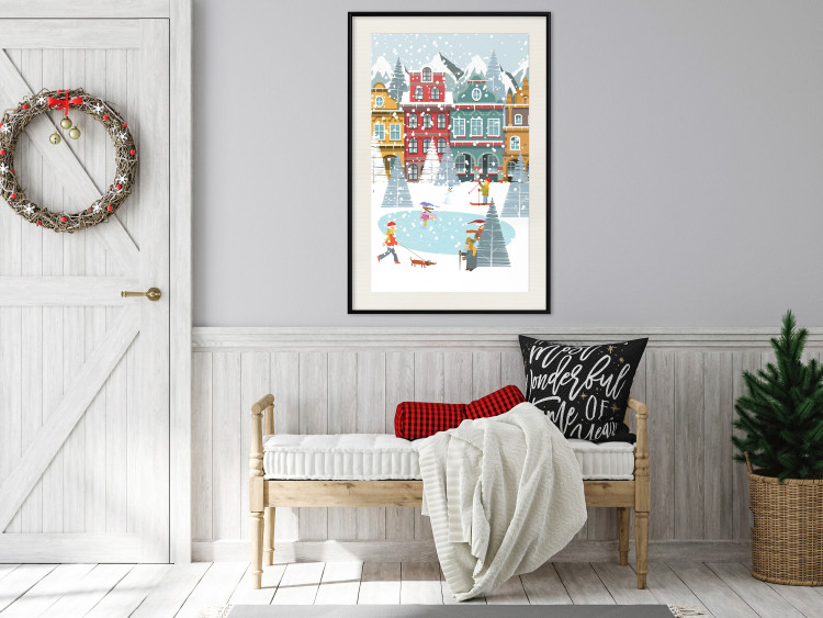 Poster Winter Town - Tenement Houses and an Ice Rink in a Festive Atmosphere 148040 additionalImage 16
