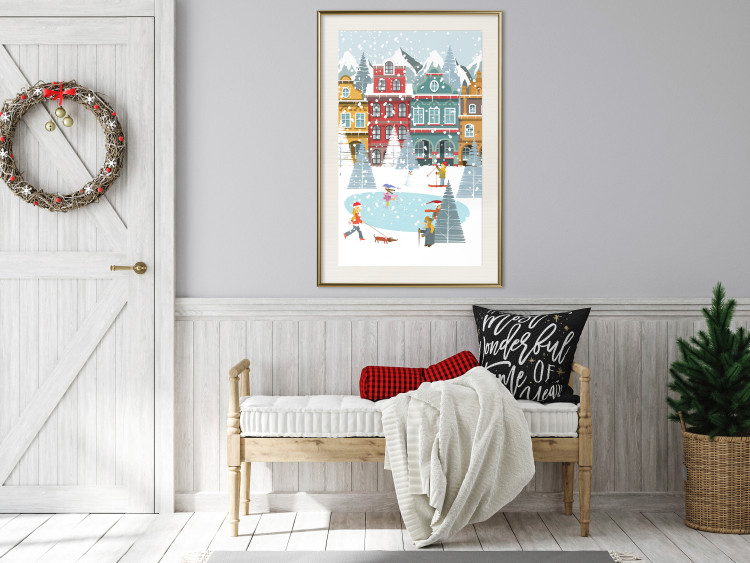Poster Winter Town - Tenement Houses and an Ice Rink in a Festive Atmosphere 148040 additionalImage 15
