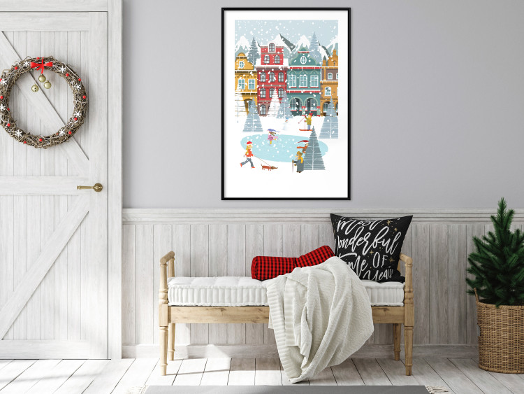 Poster Winter Town - Tenement Houses and an Ice Rink in a Festive Atmosphere 148040 additionalImage 17