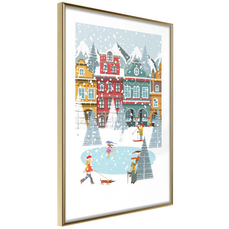 Poster Winter Town - Tenement Houses and an Ice Rink in a Festive Atmosphere 148040 additionalImage 13