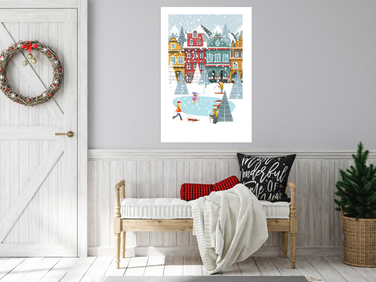 Poster Winter Town - Tenement Houses and an Ice Rink in a Festive Atmosphere 148040 additionalImage 12
