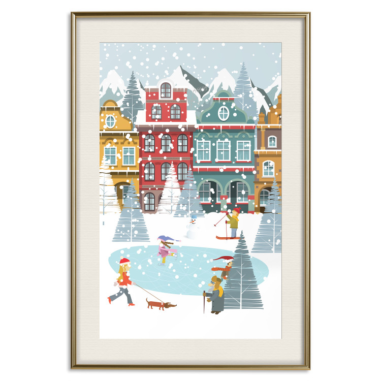 Poster Winter Town - Tenement Houses and an Ice Rink in a Festive Atmosphere 148040 additionalImage 26