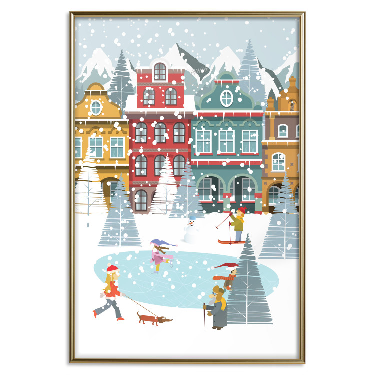 Poster Winter Town - Tenement Houses and an Ice Rink in a Festive Atmosphere 148040 additionalImage 23