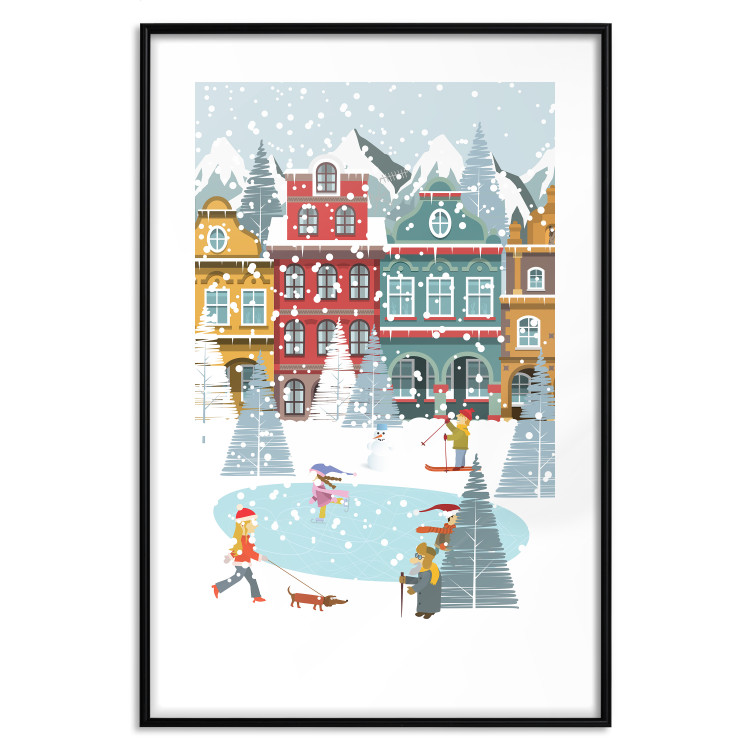 Poster Winter Town - Tenement Houses and an Ice Rink in a Festive Atmosphere 148040 additionalImage 24