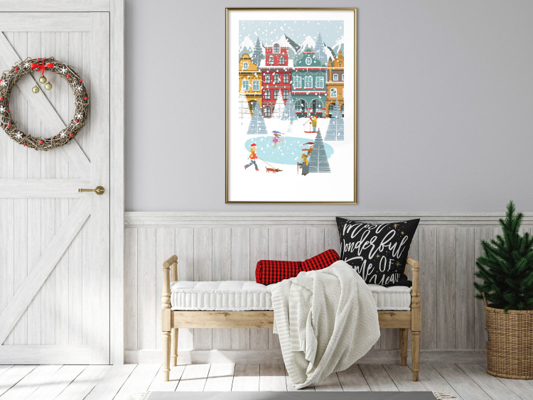 Poster Winter Town - Tenement Houses and an Ice Rink in a Festive Atmosphere 148040 additionalImage 18