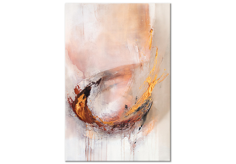 Canvas Print Painted Abstraction - Light Beige Composition With an Accent of Gold and Bronze 148440