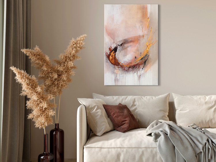 Canvas Print Painted Abstraction - Light Beige Composition With an Accent of Gold and Bronze 148440 additionalImage 3