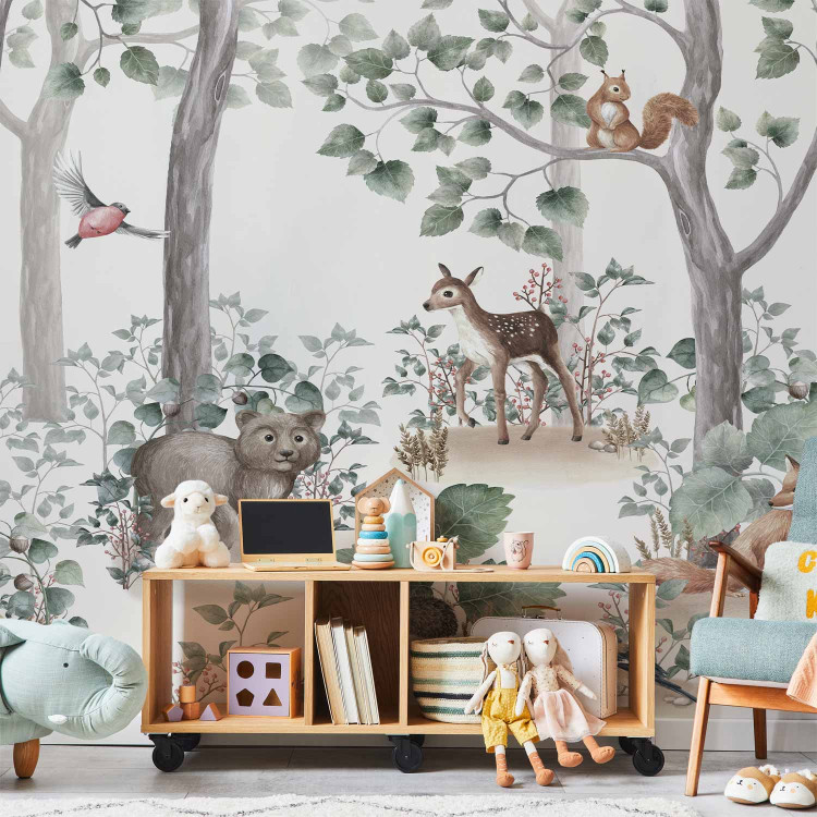 Wall Mural Forest Tale - Watercolor Landscape With Animals for Children 149240 additionalImage 4
