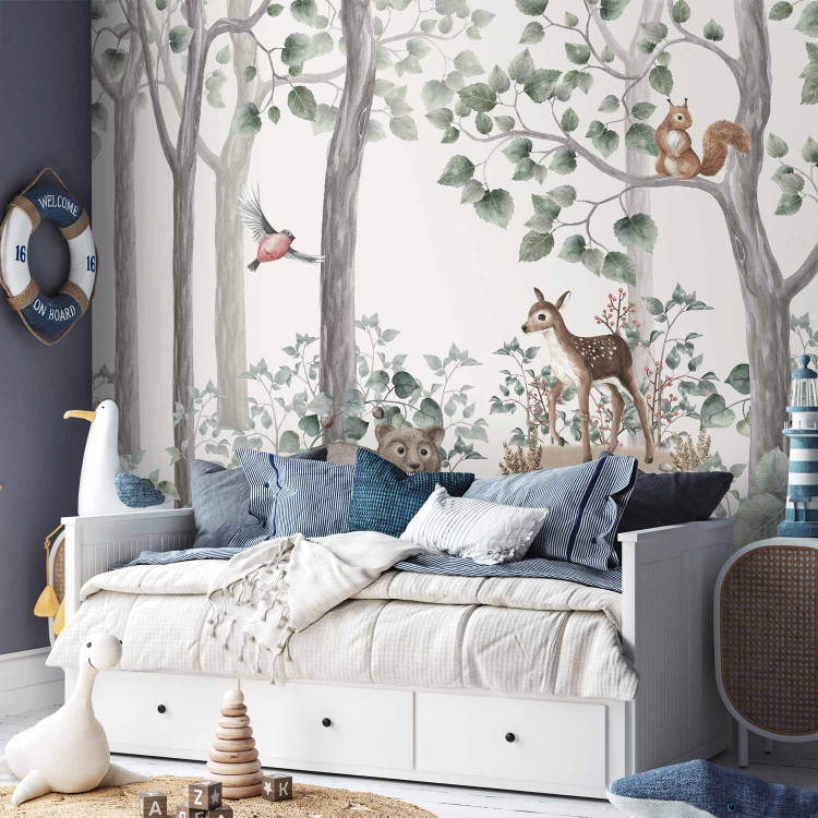 Wall Mural Forest Tale - Watercolor Landscape With Animals for Children 149240 additionalImage 8