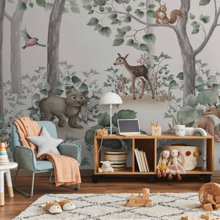 Wall Mural Forest Tale - Watercolor Landscape With Animals for Children 149240 additionalImage 6