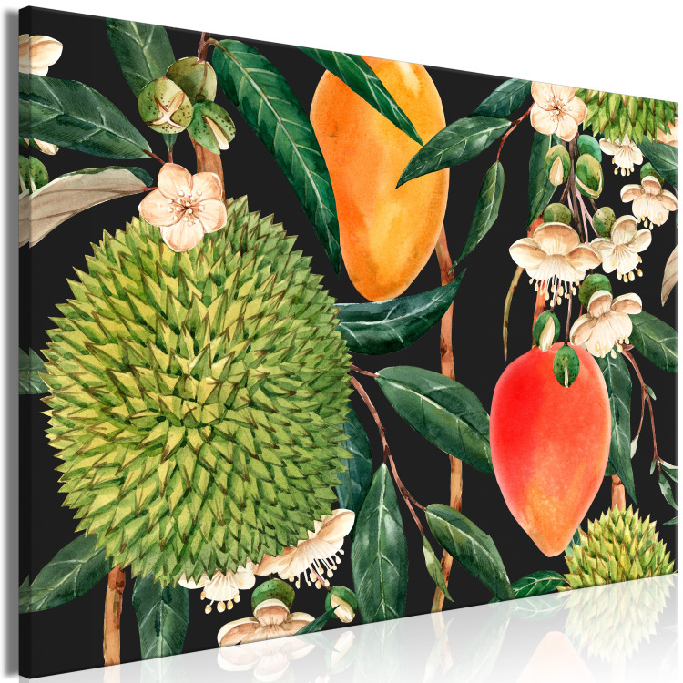 Canvas Exotic Fruits (1-piece) - tropical plants on a black background 149640 additionalImage 2