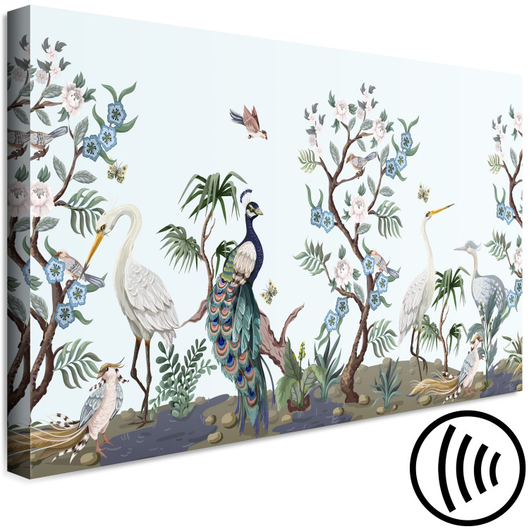 Canvas Oriental Birds - Cranes and Peacocks Among Vegetation and Flowers 149740 additionalImage 6