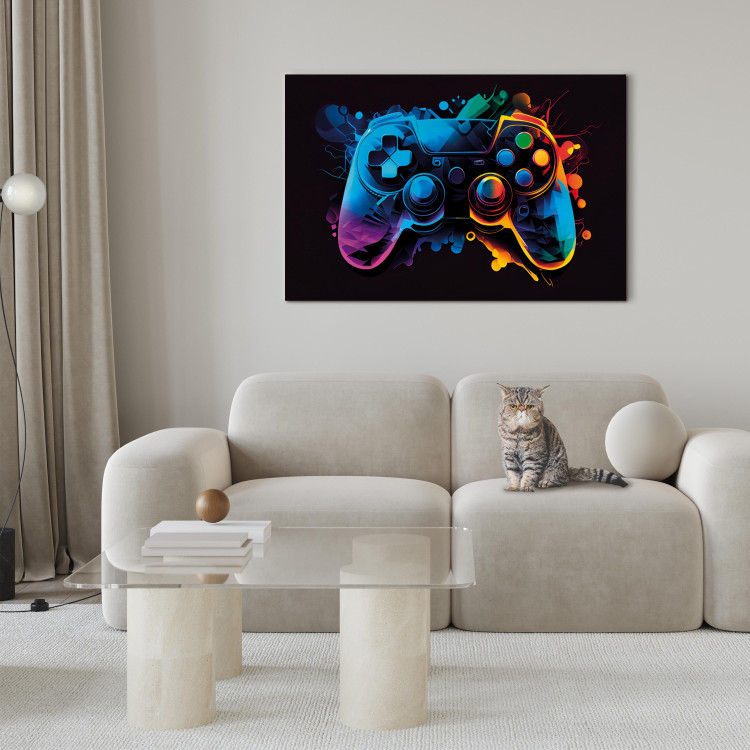 Large canvas print Colorful Gameplay - Game Controller in Multi-Colored Backlight [Large Format] 150840 additionalImage 6