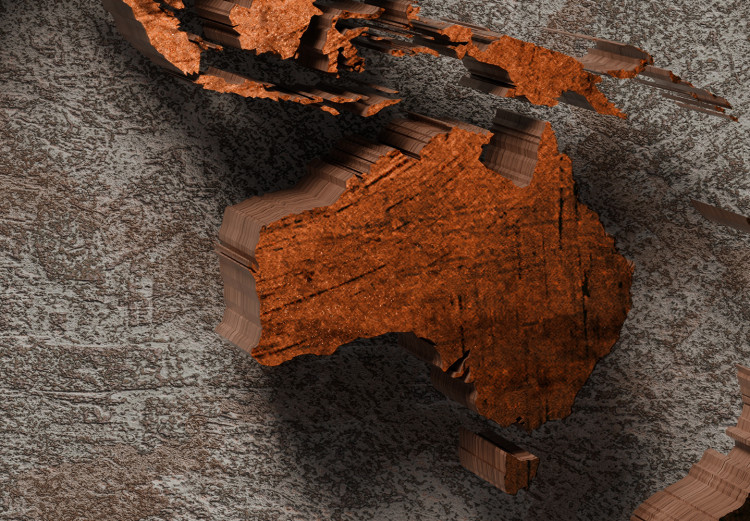 Large canvas print Copper Map of the World - Orange Outline of Countries on a Gray Background [Large Format] 151240 additionalImage 4