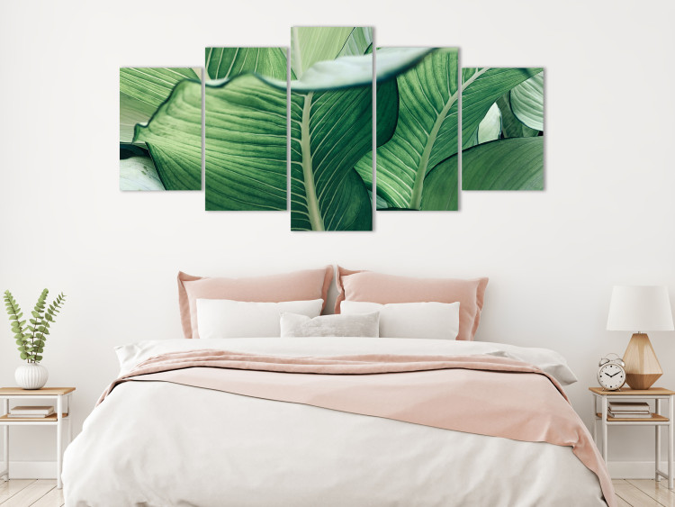 Canvas Print Luscious Nature - Large Leaves in Expressive Shades of Green 151840 additionalImage 3