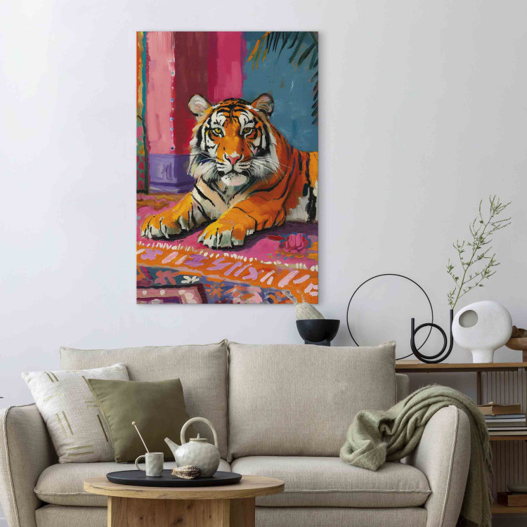 Canvas Art Print Tiger - A Painterly and Colorful Composition With a Wild Animal 159940 additionalImage 3
