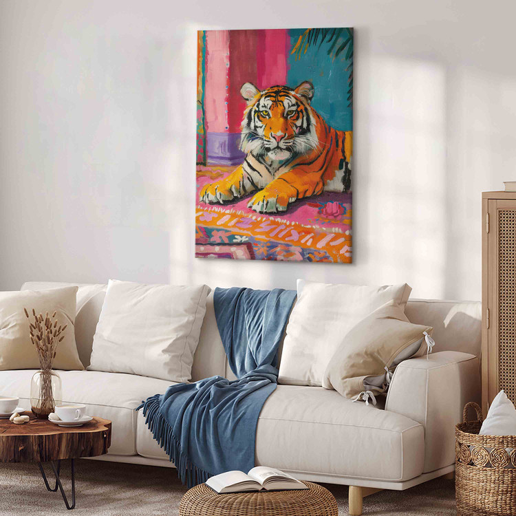 Canvas Art Print Tiger - A Painterly and Colorful Composition With a Wild Animal 159940 additionalImage 4