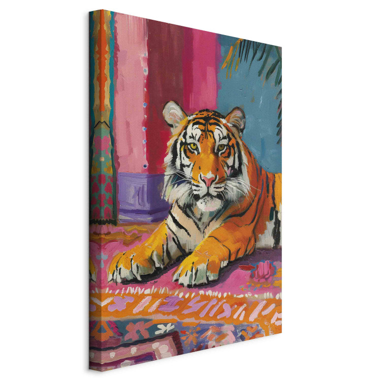 Canvas Art Print Tiger - A Painterly and Colorful Composition With a Wild Animal 159940 additionalImage 2