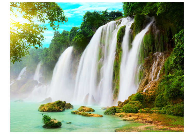 Photo Wallpaper Beauty of Nature - Landscape of Waterfalls Flowing into a Stony Lake 60040 additionalImage 1