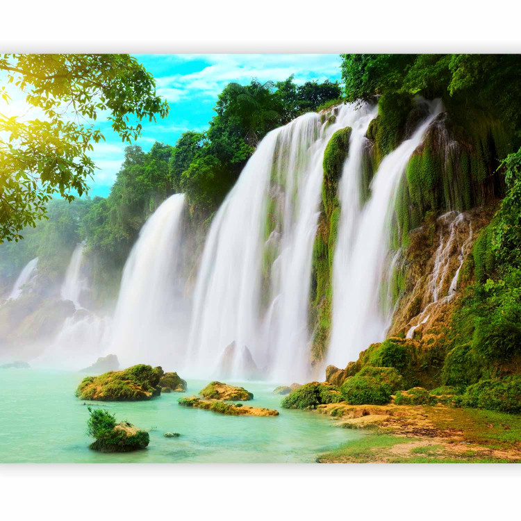 Photo Wallpaper Beauty of Nature - Landscape of Waterfalls Flowing into a Stony Lake 60040 additionalImage 1