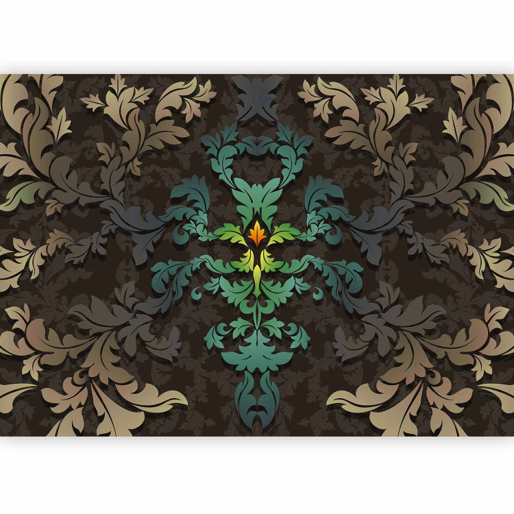Photo Wallpaper Dancing Leaves - Baroque-Style Floral Pattern Changing Colors 60140 additionalImage 1
